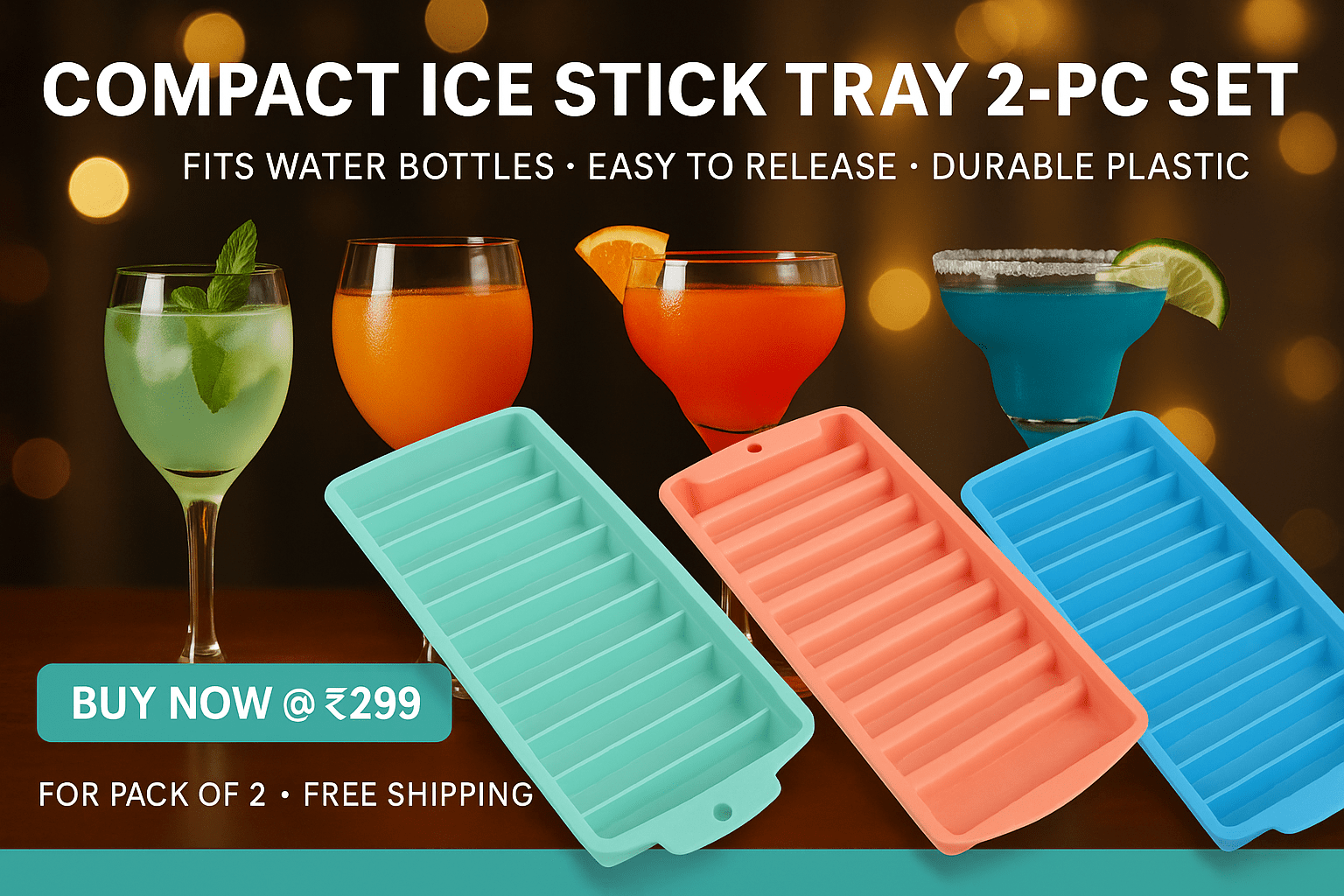 Inno Prods Home & Kitchen Compact Plastic Ice Stick Tray ( Pack of 2)
